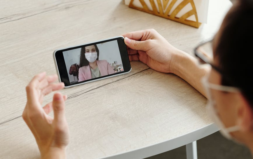 man having a video call on his phone